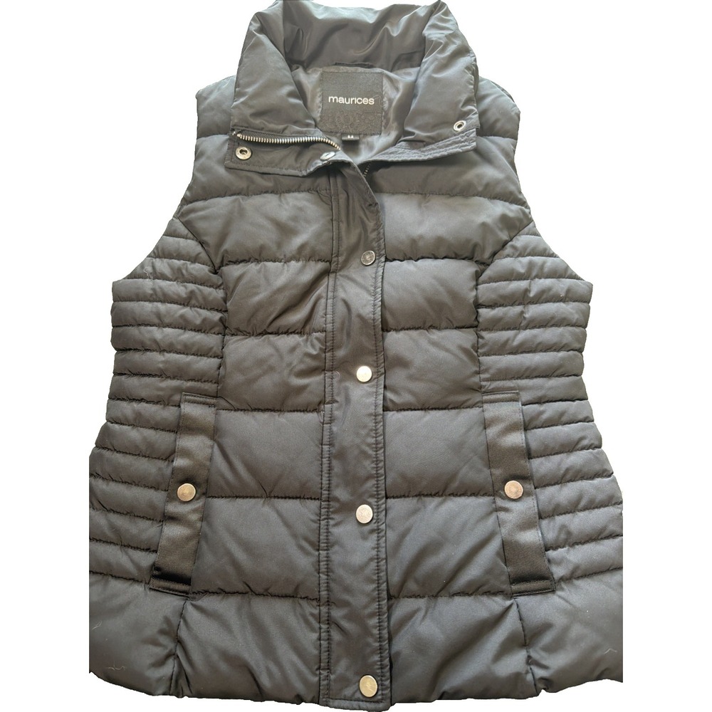 Womens Maurice's Size Med Black Puffer Vest